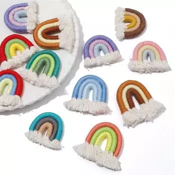 1 шт./пакет, тканевый кулон с кисточками в этническом стиле, цвет радуги для DIY, серьги, ожерелье, брелок, аксессуары для изготовления ювелирных изделий 11