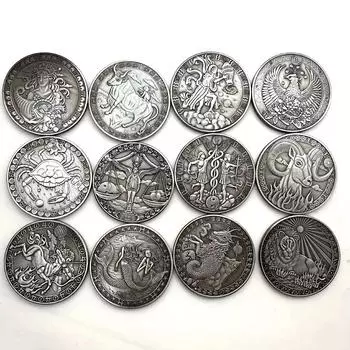 1 шт., памятная монета в ретро-цвете с 12 созвездиями, собирайте памятные медали и дарите небольшие подарки друзьям