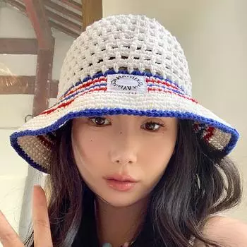 1 шт. Панама вязаная шапка солнцезащитный козырек полая кепка от солнца связанная вручную панама мягкая дышащая