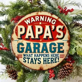 1 шт. PAPA S GARAGE металлическая настенная живопись, круглая вывеска из алюминия в деревенском стиле. Многоразовый, легко подвешивается. Идеально подходит для декора дома, бара, офиса. L белый