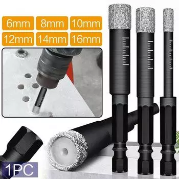 1 шт., паяное сверло для сухого сверления, сверло для керамической плитки, мрамора, гранита, стеклокерамическая плитка, открывалка для отверстий, алмазное сверло LM 6mm