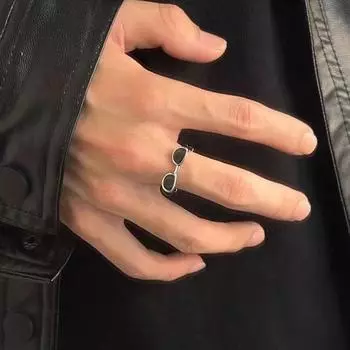1 шт./пара легких роскошных маленьких очковых колец для женщин и мужчин, открывающееся регулируемое кольцо, симпатичное мини-очки в форме парного кольца