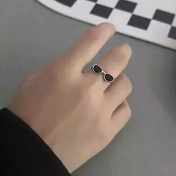 1 шт./пара легких роскошных маленьких очковых колец для женщин и мужчин, открывающееся регулируемое кольцо, симпатичное мини-очки в форме парного кольца