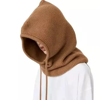 1 шт., пара однотонных шерстяных шапок, женские осенне-зимние толстые вязаные теплые шапки с капюшоном и защитой от ушей чёрный