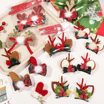 1 шт./пара, рождественская заколка для волос в виде рогов оленя, рождественская заколка для волос для женщин и девочек, праздничные аксессуары для волос, подарки A9