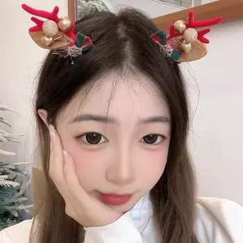 1 шт./пара, симпатичная рождественская заколка для волос в виде рогов оленя для женщин и девочек, заколка для волос в виде рогов оленя, праздничные аксессуары для волос, подарки A7