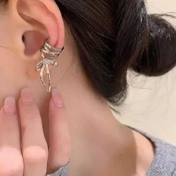 1 шт./пара, винтажная лента с бантом в стиле панк, зажим для ушей, модная кисточка, непирсинг, манжеты для ушей