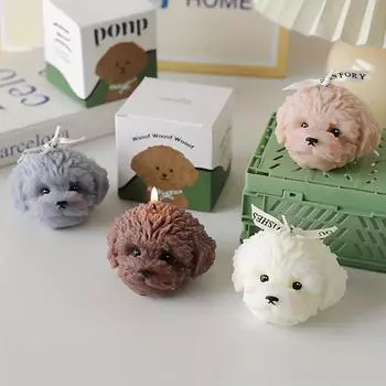 1 шт. парафиновая восковая смесь ко Дню святого Валентина, одинарный фитиль, очаровательные свечи с соевым воском, декор для вечеринки, ароматизированная свеча в виде плюшевой собачки для помещений белый