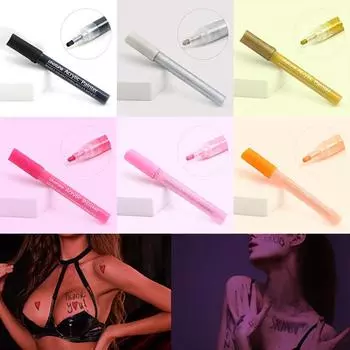 1 шт., парная игровая ручка для рисования граффити на теле, моющаяся ручка для письма на теле розы красного