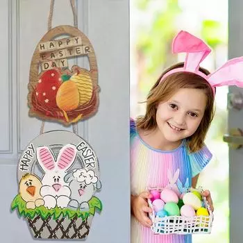 1 шт. пасхальная подвесная табличка, красочные яйца, дверной подвесной домашний декор, деревянная табличка, подвесной кролик, морковка, деревянная весна, новый многостильный