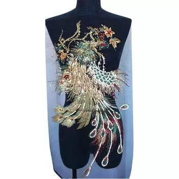 1 шт павлин патч для ремонта украшения одежды чёрный