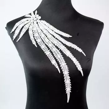 1 шт. павлин вышивка женская одежда украшения белое кружево ткань платье аксессуары чёрный