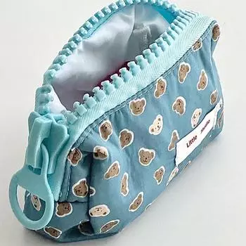 1 шт. пенал большой емкости цветной современный минималистский канцелярский ящик синий принт гладкий утолщенный край маленький медведь синий