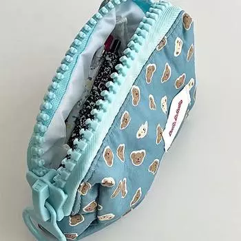 1 шт. пенал большой емкости цветной современный минималистский канцелярский ящик синий принт гладкий утолщенный край маленький медведь синий