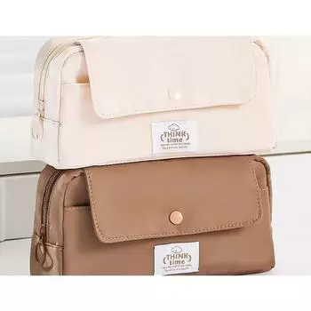 1 шт., пенал в стиле минимализм для студентов, креативный дизайн, однотонная серия, пенал большой емкости, канцелярские принадлежности, школьная сумка бежевый