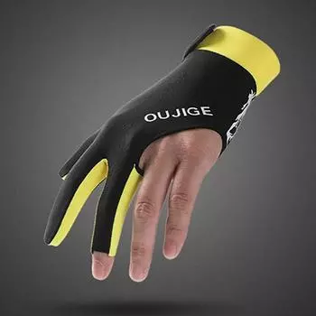 1 шт. Перчатка для бильярда, левая, три пальца, перчатка для бильярда, нескользящие наклейки, эластичные перчатки для тренировок по бильярду, аксессуары жёлтый