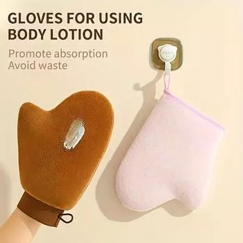 1 шт. Перчатка для нанесения лосьона с отверстием для большого пальца, универсальные флокированные перчатки для загара, быстрое нанесение лосьона, мягкие, доступно несколько вариантов B розовый