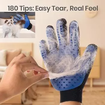 1 шт. перчатки для удаления шерсти у кошек на правую руку - щетки для бережной линьки для собак, кошек и лошадей с длинной и короткой шерстью синего цвета синий