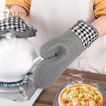 1 шт., перчатки для выпечки без запаха, защита рук, клетчатая практичная легкая кухонная перчатка для пекарни серый