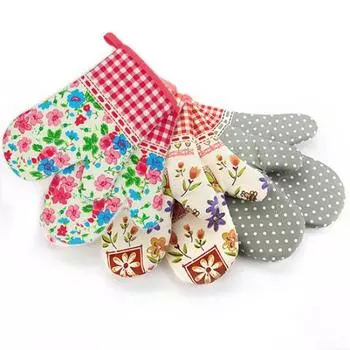 1 шт., перчатки с принтом в виде сетки для духовки, термостойкая защита, кухонный держатель, перчатки