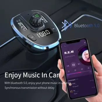 1 шт., переносной Bluetooth-передатчик, автомобильный комплект, MP3-модулятор, плеер, аудиоприемник с громкой связью HMM чёрный
