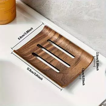 1 шт. Переработанное дерево грецкого ореха Мыльница Минималистичный дизайн Прямоугольная подставка для мыла Подставка для мыла для ванной комнаты Аксессуар в скандинавском стиле 12,8x9,8 см коричневый