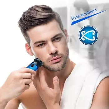 1 шт., перезаряжаемая через USB мини-моющаяся электробритва, станок для бритья для мужчин, влажная и сухая борода двойного назначения синий