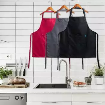 1 шт. персиковый бархатный мягкий регулируемый нагрудник водонепроницаемый кулинарный фартук с 2 карманами красный