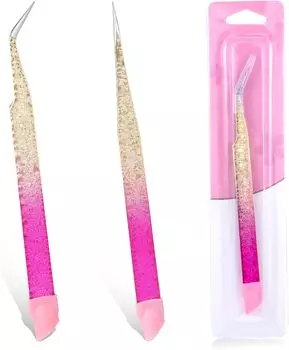 1 шт. Пинцет с прямыми и изогнутыми кончиками Пинцет для дизайна ногтей Двусторонний пинцет для дизайна ногтей с силиконовой насадкой Пинцет из нержавеющей стали 1PC