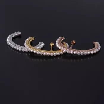 1 шт., пирсинг, изогнутый длинный стержень, серьги-гвоздики с искусственным жемчугом для женщин, трендовые украшения 2022, серьги-гвоздики из нержавеющей стали 20 г для подростков