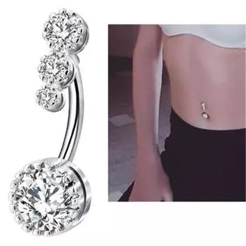 1 шт., пирсинг пупка, кристалл-сталь, женские украшения, штанга, женские аксессуары серебряный