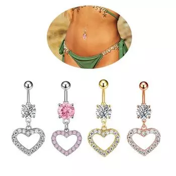1 шт., пирсинг пупка в форме сердца, хирургическая сталь, кольца для пупка, 14 г, кольца для пупка, кольца для пупка, ювелирные изделия для пирсинга серебряный