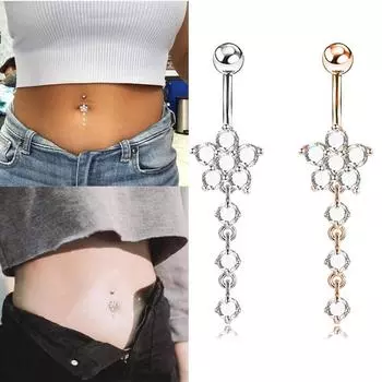 1 шт., пирсинг, висячие кольца для пупка, штанги, штанги белый