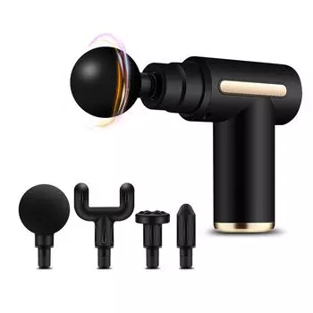 1 шт., пистолет для массажа мышц, перкуссионный массажер для глубоких тканей, спортсменов, облегчение боли и расслабление, электрические массажеры для спины, мощный, тихий liquid crystal чёрный