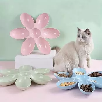 1 шт. пластиковая миска для кошачьей еды, миски для домашних животных, многофункциональная лепестковая миска для корма для кошек и собак и кормушка для воды, принадлежности для кормления домашних животных