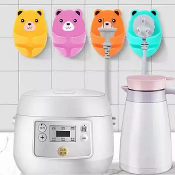 1 шт. Пластиковая настенная вешалка с мультяшным рисунком, модная фиксирующая стойка, удобный настенный органайзер, кронштейн для розетки, хранение вилок