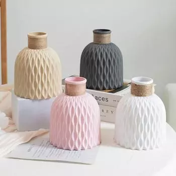 1 шт., пластиковая ваза с рябью водой, волнистая композиция из цветочных горшков, современный скандинавский стиль, украшение для дома, гостиной, рабочего стола, орнамент белый