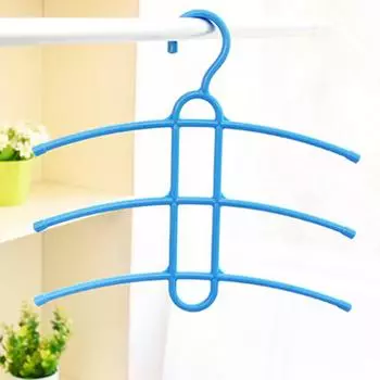 1 шт. Пластиковая вешалка для одежды «Рыбий скелет», 3-слойная, многофункциональная, органайзер для гардероба, экономящая место, вешалка для одежды, противоскользящая стойка для одежды синий