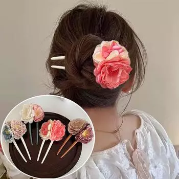 1 шт. Пластиковые красивые заколки для волос, нежные вилки, цветы, винтажные украшения, U-образные шпильки