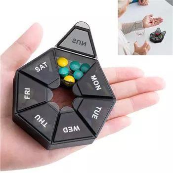 1 шт., пластиковый чехол для таблеток, 7 дней, коробка для конфет, портативный держатель для планшета, органайзер для путешествий, дозатор для таблеток, контейнер чёрный