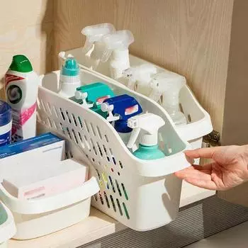1 шт. Пластиковый ящик для хранения шкафа, кухонная раковина под органайзером, корзина с колесами для хранения мелких предметов S белый