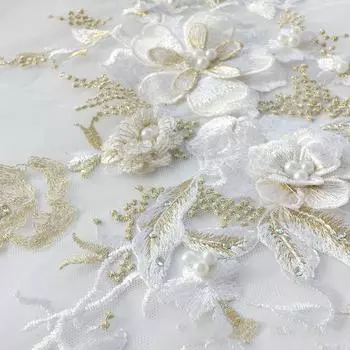 1 шт. платье с вышивкой из бисера и цветов, кружево, пришить аппликацию, нашивки для одежды, наклейки, свадебное украшение, платье, железное шитье, свадебное уникальное