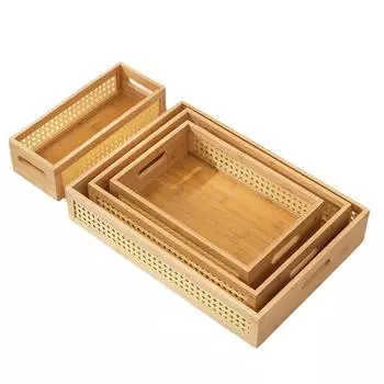 1 шт. плетеная удобная деревянная простая сетка современная бытовая корзина для хранения без крышки 32x13x9