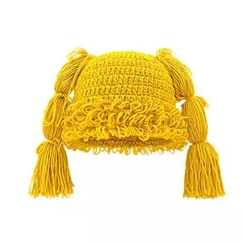 1 шт. плетеные волосы теплый милый парик шерстяная шапка вязаная шапка-ушанка индивидуальность насыщенные цвета двойная коса