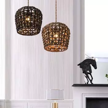 1 шт., плетеный из травы чехол для лампы, украшение для дома, американская сельская местность, абажур ручной работы в сельской местности жёлтый