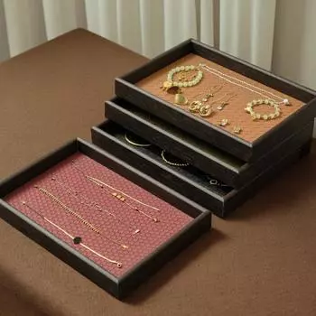 1 шт. плетеный кожаный поднос в скандинавском стиле, настольный поднос, украшение для дома, ювелирные изделия, реквизит для фотографий, дерево 30x20x3,5 см