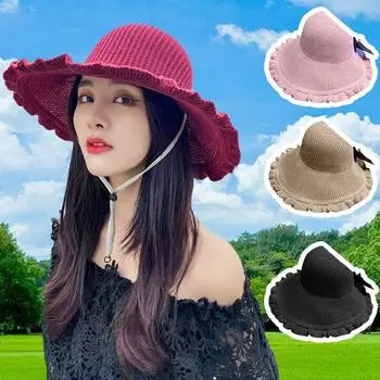1 шт., пляжная панама, кепка от солнца, хлопковая соломенная шляпа, козырек, шляпа от солнца с широкими полями, лента с бантом верблюд
