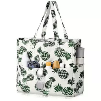 1 шт. Пляжная сумка-тоут Легкая Складная Многокарманная Дизайн с сумкой на молнии Идеально подходит для бассейна Путешествий Спортзала и Приключений на открытом воздухе Сумка One Size