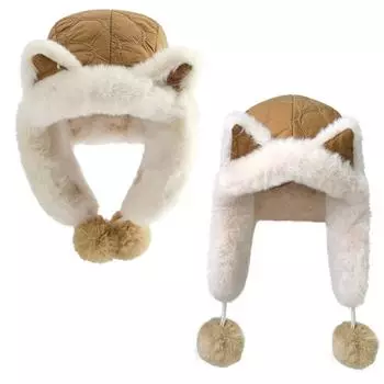 1 шт. плюшевая шапка с лисьими ушками, холодостойкая шапка Lei Feng, защита ушей, дизайн с шариками для волос