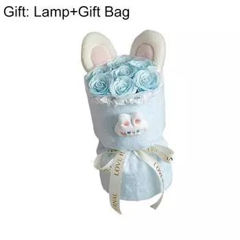 1 шт. плюшевое кроличье ухо для подарков на день рождения, ведро для упаковки цветов, милый букет из роз, готовые мыльные цветы синий